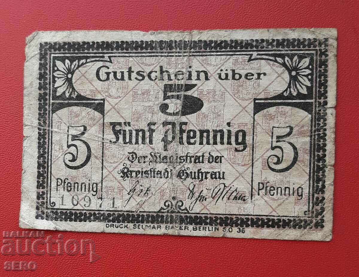 Bancnota-Germania-Silezia-Guhrau-5 pfennig