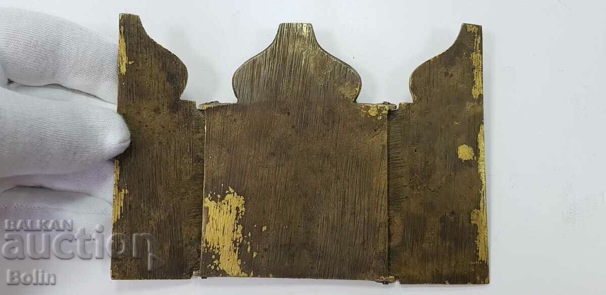 Rare Russian Czarist Bronze Icon Triptych 19th Century - 7 Rare Russian Czarist Bronze Icon Triptych 19th Century - 7