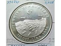 Turkey 750,000 Lira 1996 Jubilee Silver