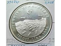 Turcia 750.000 Lire 1996 Jubilee Argint
