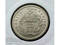 Турция 500 000 лири 2002 UNC ФАО - овца