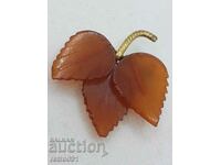 Antique gilded amber brooch