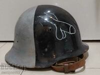 Army helmet with the folded brim made in a rocker style