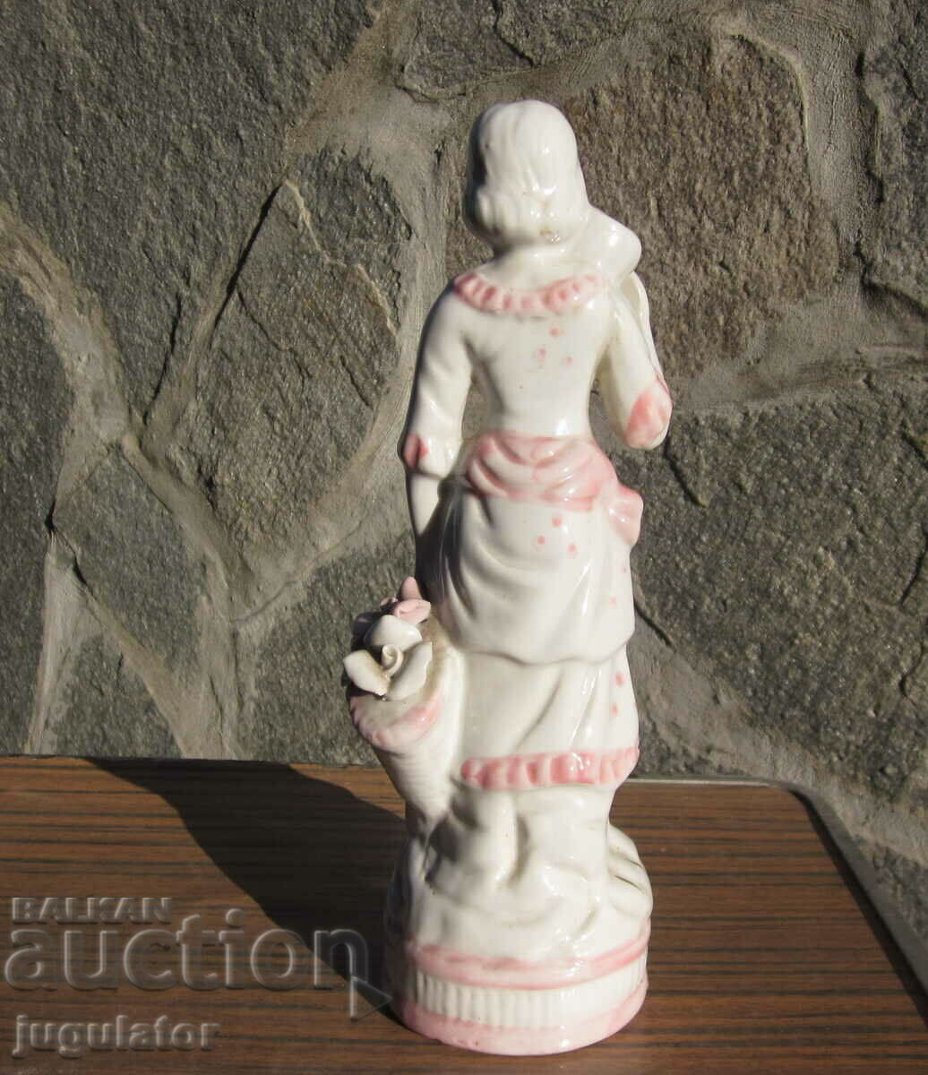 Old porcelain figure statuette woman with a basket of roses - 5 Old porcelain figure statuette woman with a basket of roses - 5