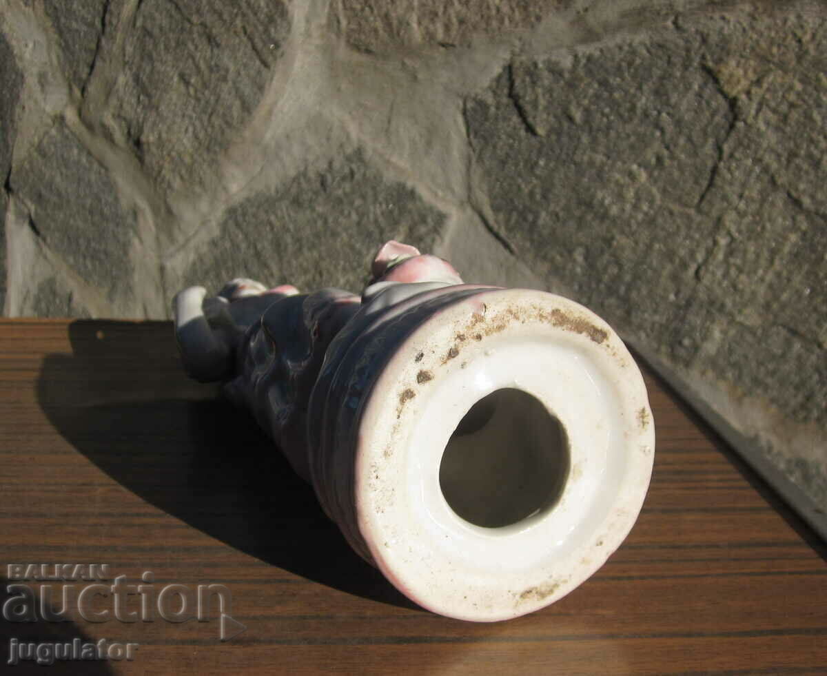 Old porcelain figure statuette woman with a basket of roses - 7 Old porcelain figure statuette woman with a basket of roses - 7