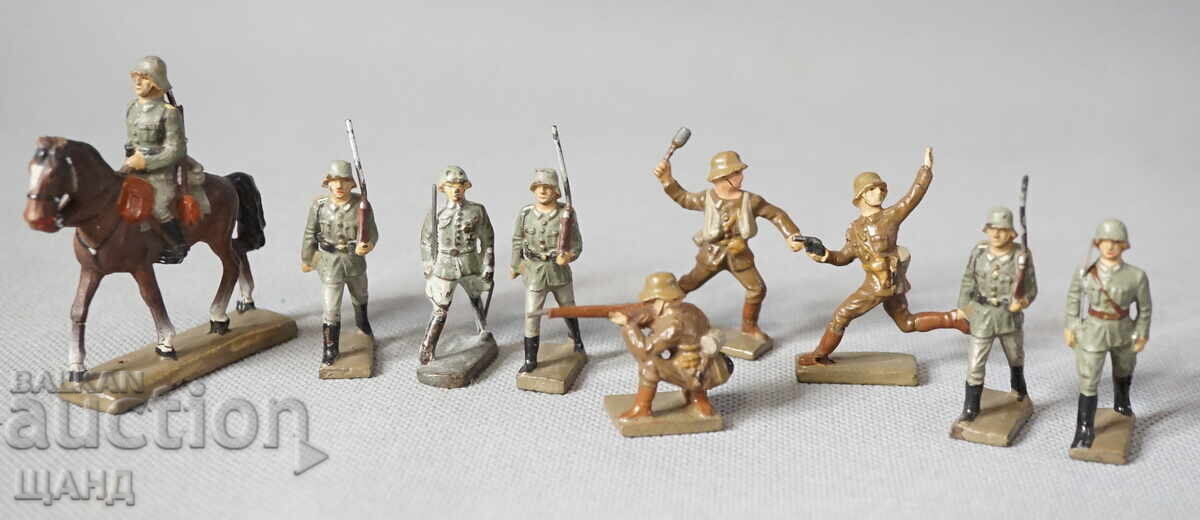 1930 Elastolin Lineol German Toy Soldier Figures Set of 9