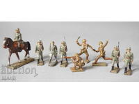 1930 Elastolin Lineol Soldați de jucărie german Set de 9 figurine