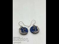 Designer silver earrings with lapis lazuli. #6232