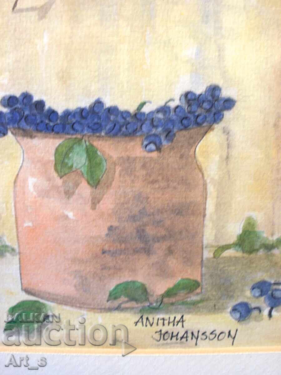 Auction Framed still life by Swedish artist Anita Johansson Auction Framed still life by Swedish artist Anita Johansson