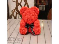 Teddy bear made of roses with ribbon, 38cm