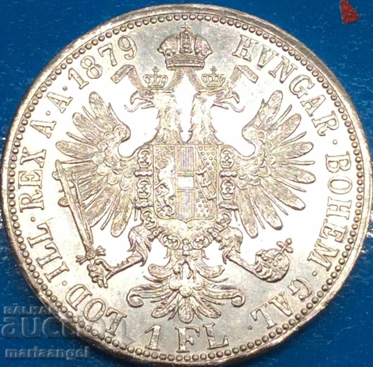 Austria 1 Florin 1879 UNC Patina Argint - Lux!