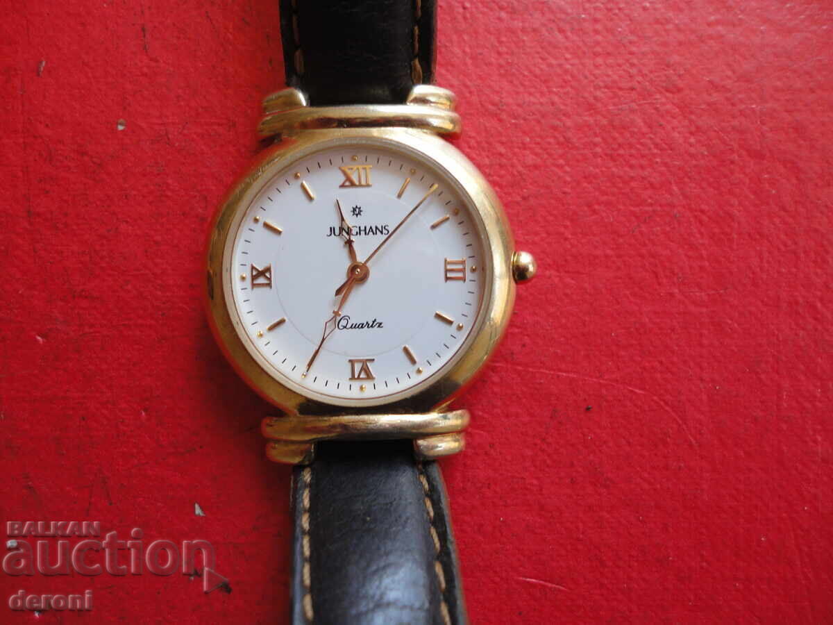 Gold-plated German watch Junghans Quartz 3 - 6 Gold-plated German watch Junghans Quartz 3 - 6