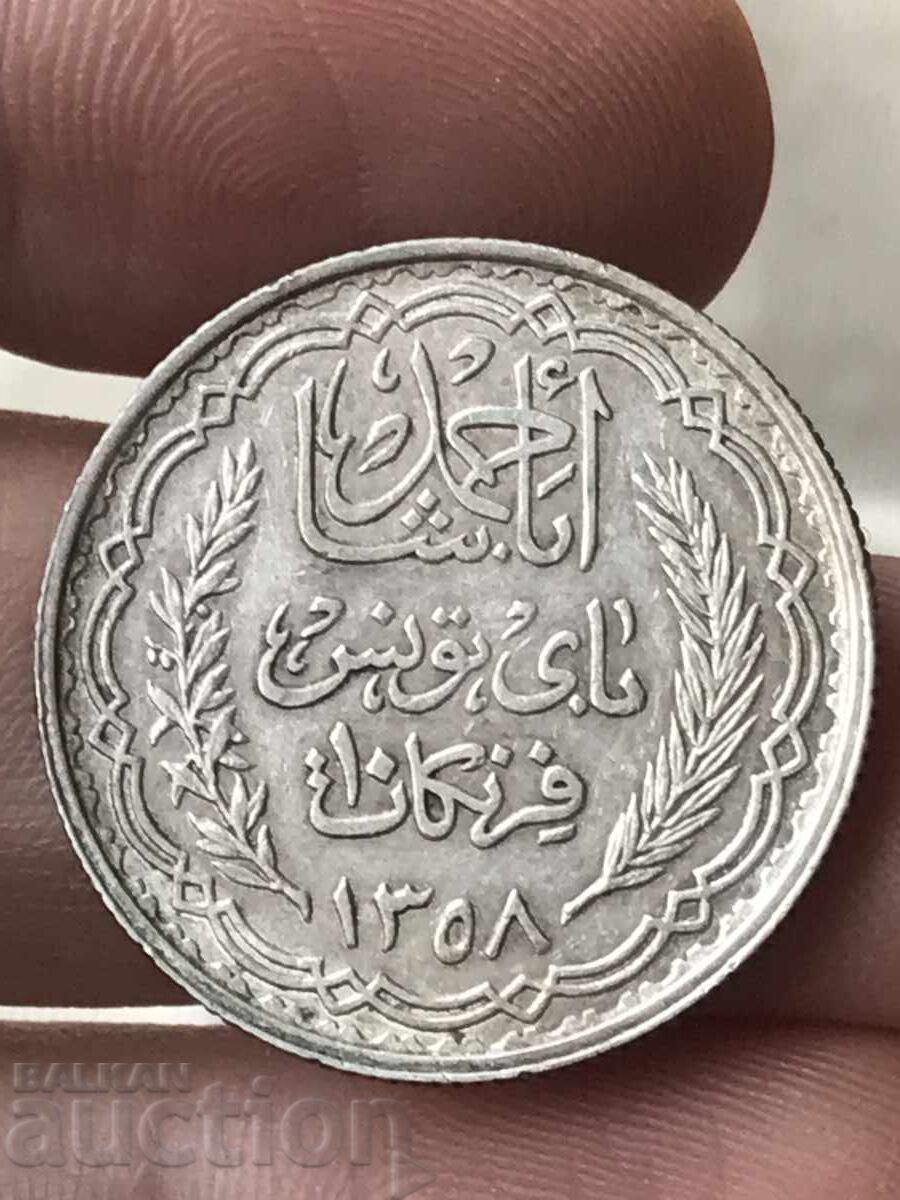 French Tunisia 10 francs 1939 silver with price 69.00 BGN | € 35.28