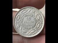 French Tunisia 10 francs 1939 silver