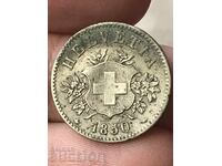 Switzerland 20 rapen 1850 BB silver high quality