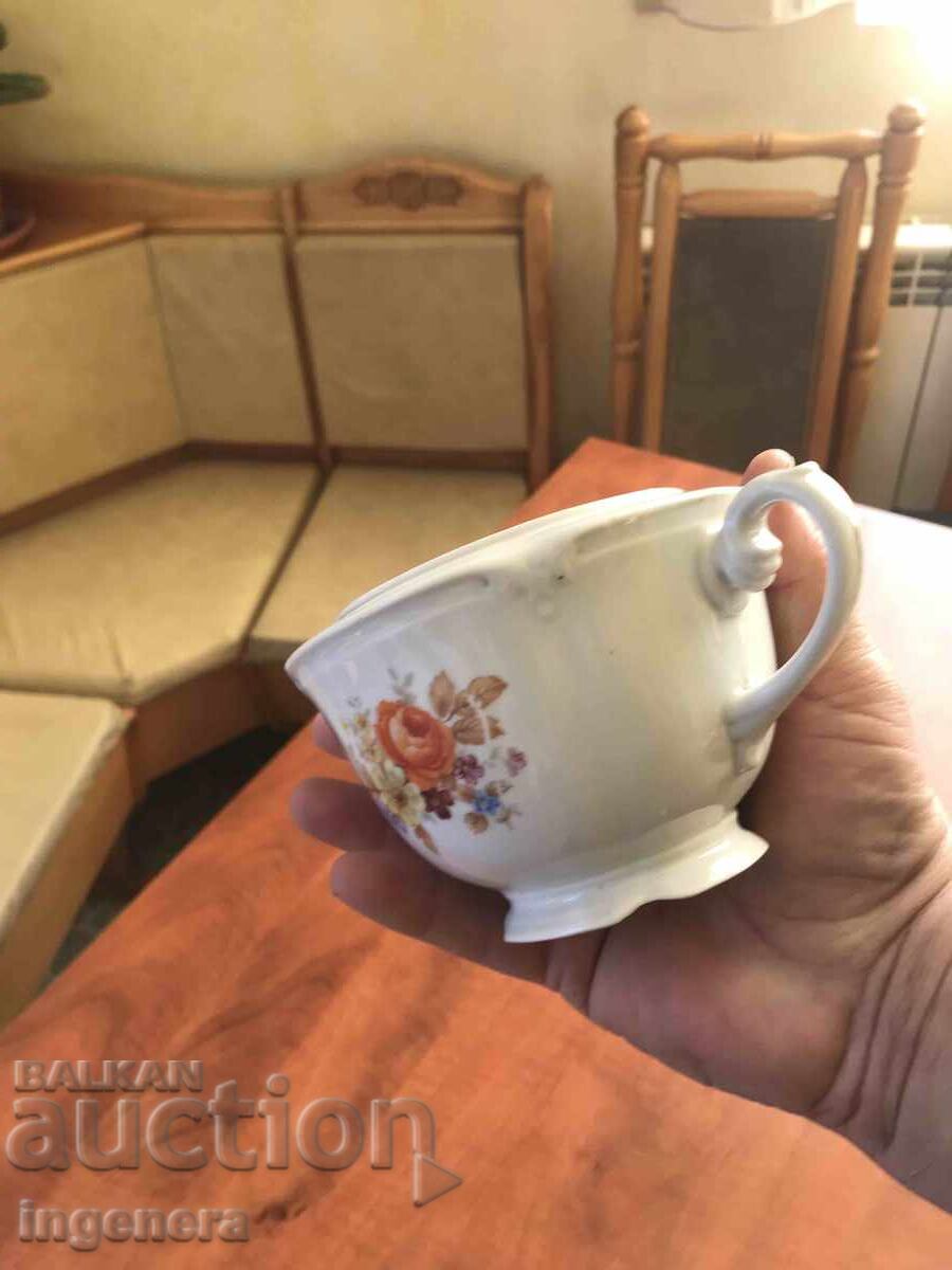 PORCELAIN SUGAR BOWL MARKING with price 13.00 BGN | € 6.65 PORCELAIN SUGAR BOWL MARKING with price 13.00 BGN | € 6.65