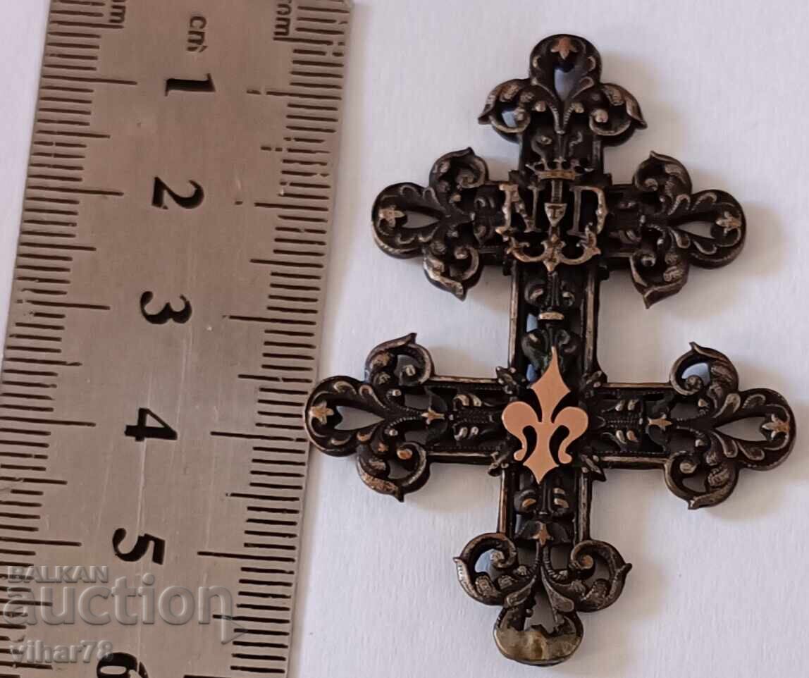Auction Double-sided cross with gold elements Auction Double-sided cross with gold elements