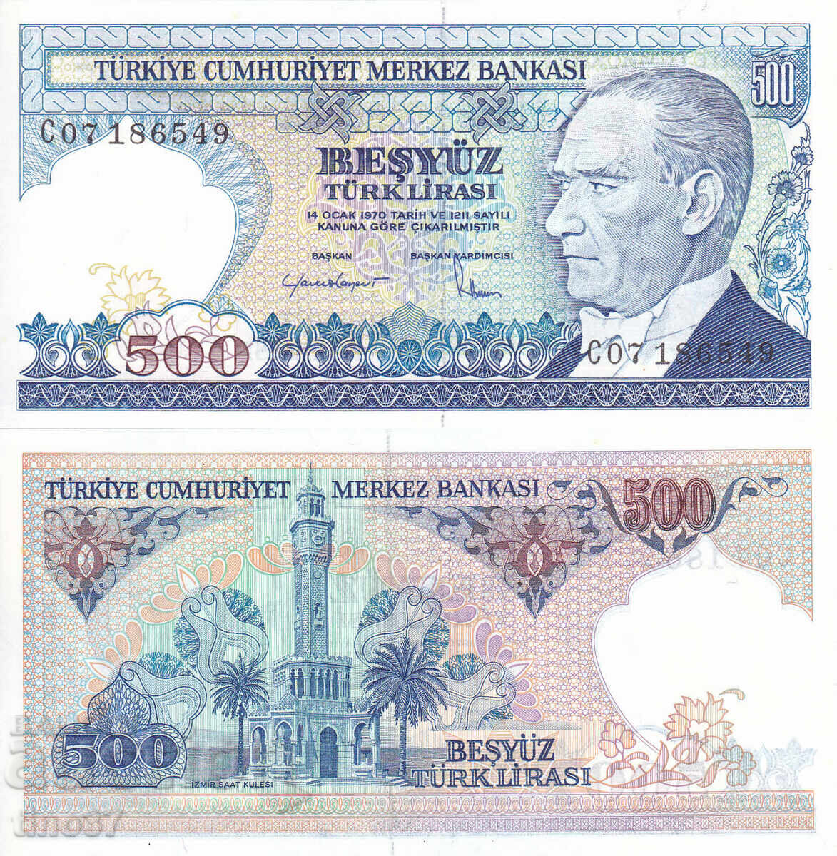 tino37- ΤΟΥΡΚΙΑ - 500 ΛΙΡΕΣ - 1970/83 - UNC