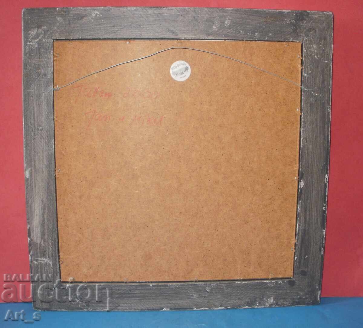 Interesting color lithograph print in a frame with glass - 7 Interesting color lithograph print in a frame with glass - 7