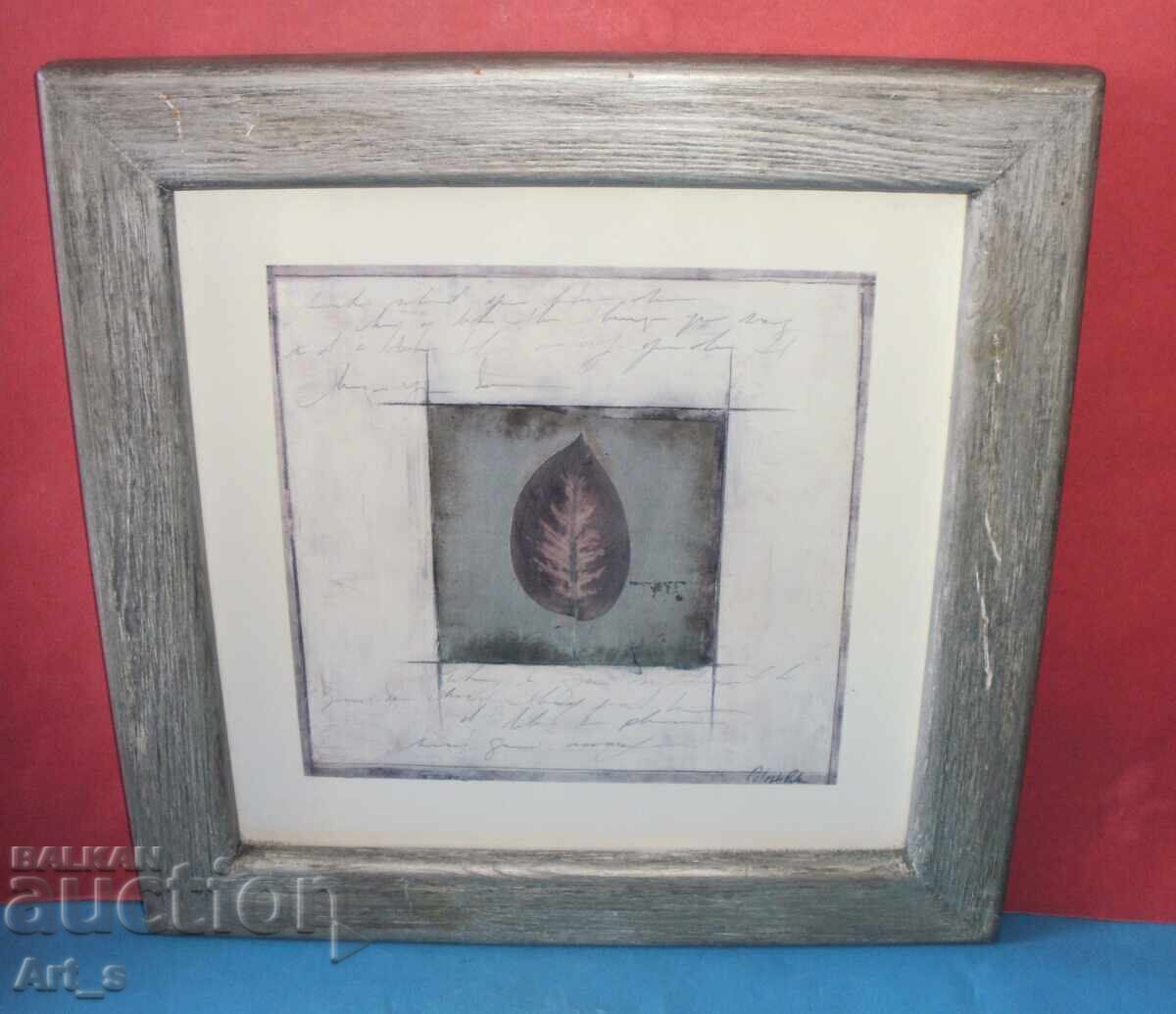 Interesting color lithograph print in a frame with glass Interesting color lithograph print in a frame with glass