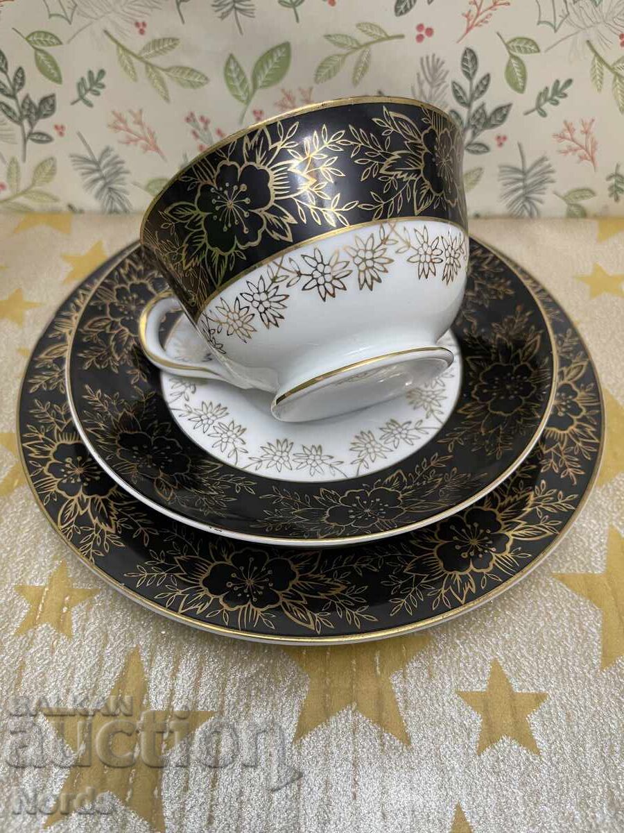 Triple tea set with markings