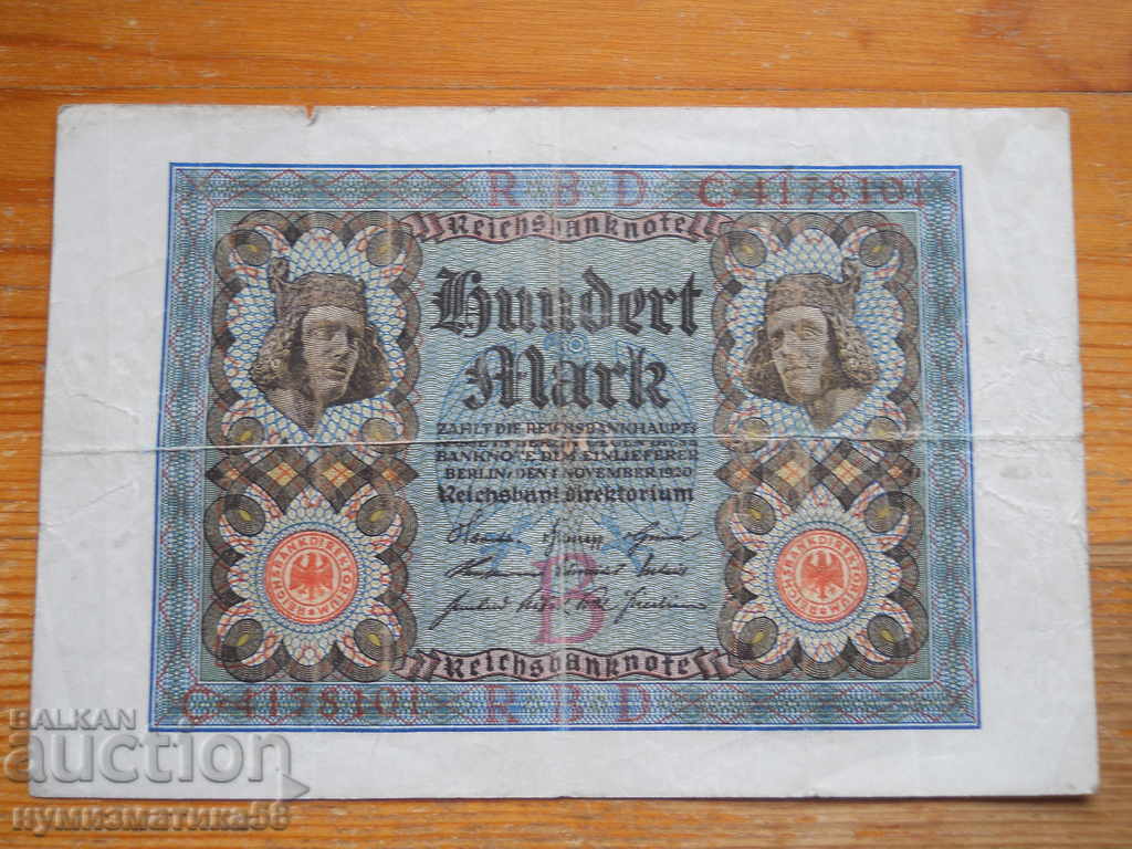 100 Marks 1920 - Germany - Weimar Republic ( VF )