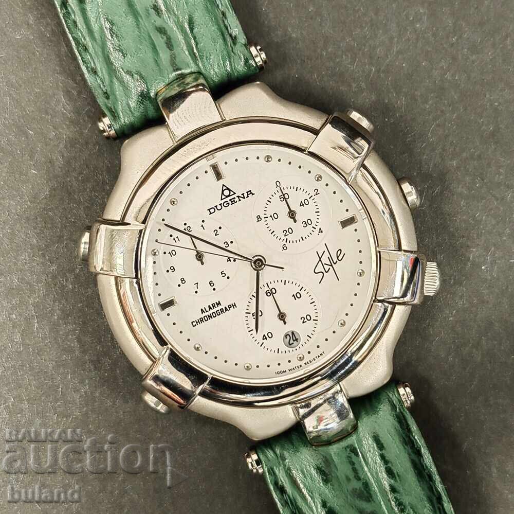 Стоманен Часовник Dugena Alarm Chronograph Quartz Хронограф