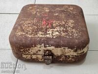 Old metal box of a first aid kit from a combat vehicle