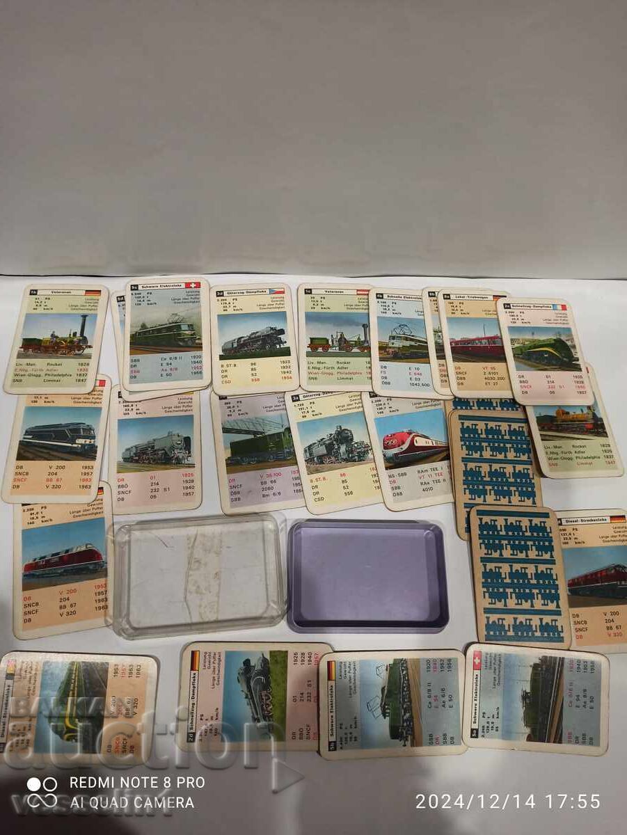 Old collectible cards from the 60s, trains, 32 pcs. Old collectible cards from the 60s, trains, 32 pcs.