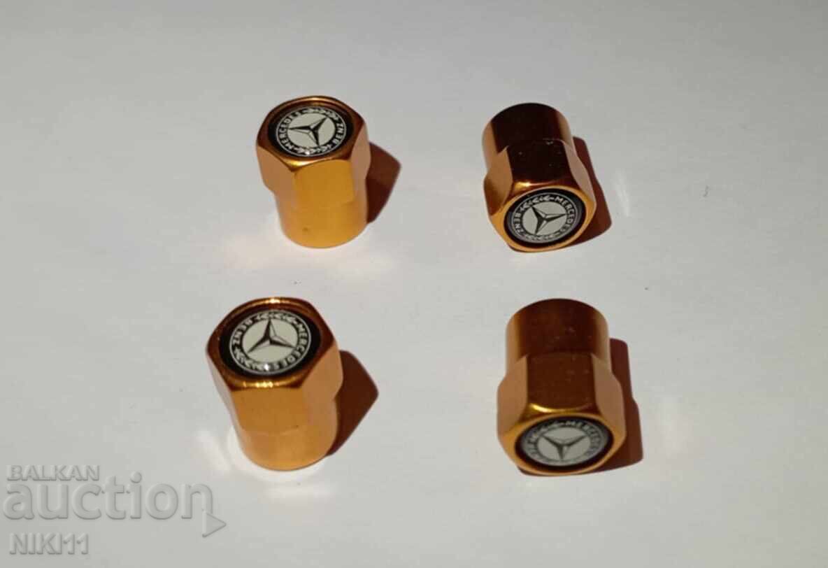 4 pcs. Gold valve caps Mercedes, Mercedres Benz with price 8.00 BGN | € 4.09 4 pcs. Gold valve caps Mercedes, Mercedres Benz with price 8.00 BGN | € 4.09