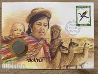 Postal envelope with coin /Numisbrief/ - Bolivia - 1990