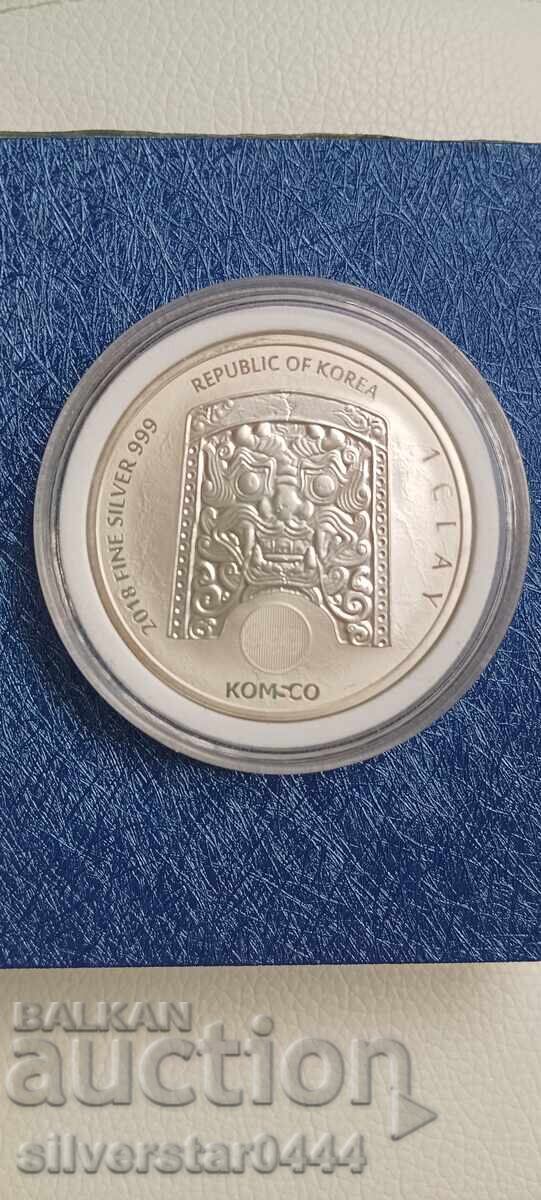 Moneda de argint Coreea de Sud 1 Klay 2018