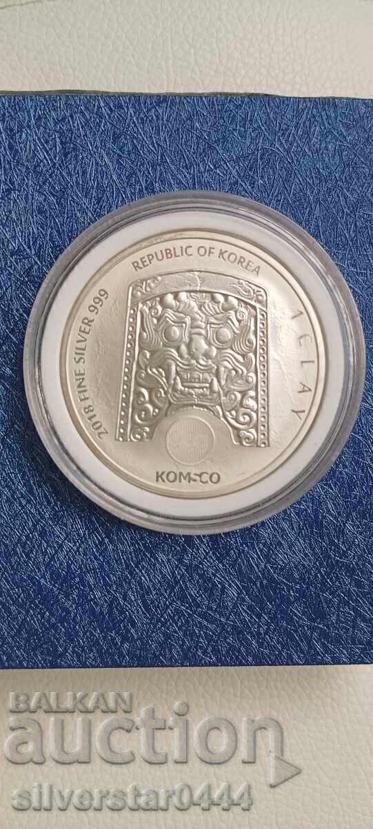 Moneda de argint Coreea de Sud 1 Klay 2018 Moneda de argint Coreea de Sud 1 Klay 2018