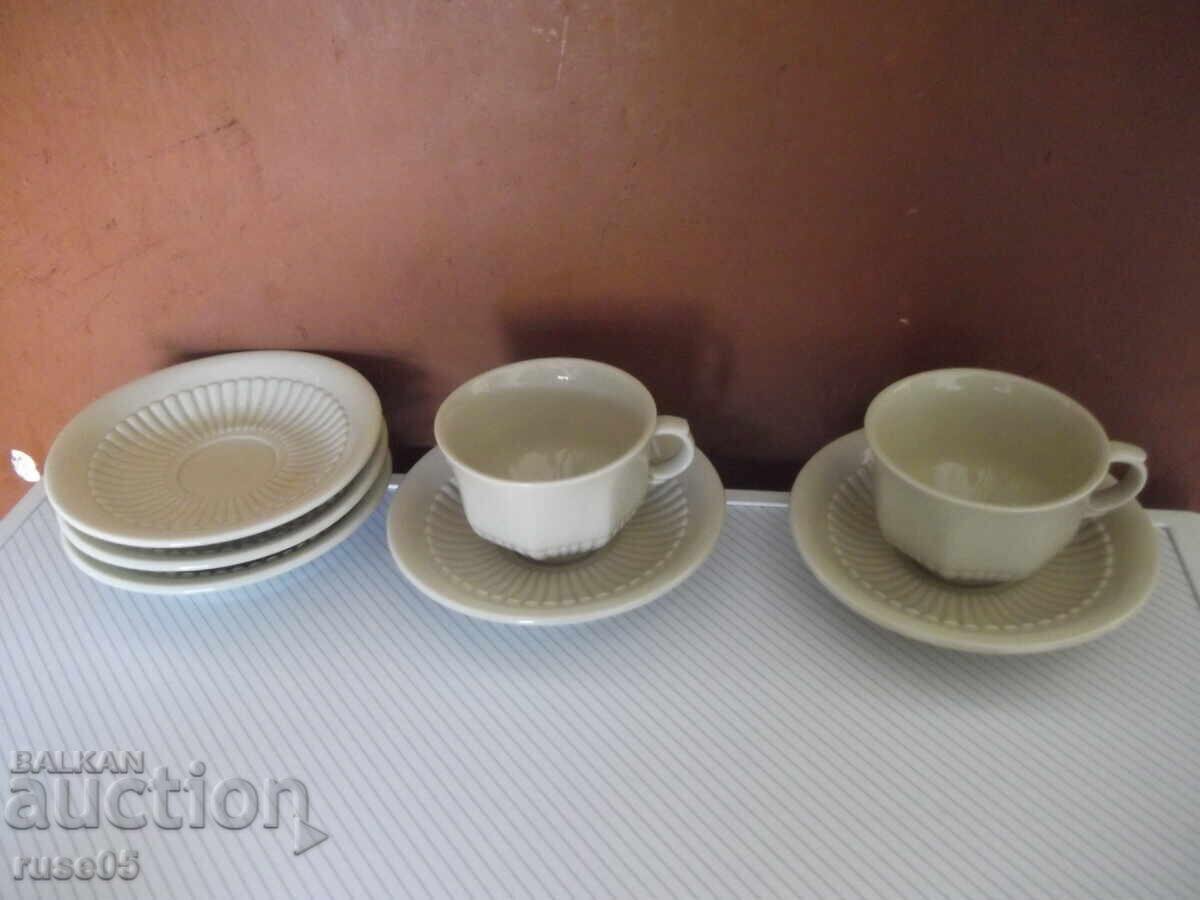 Lot of 2 pcs. cups and 5 pcs. porcelain coffee saucers