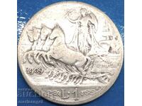 1 lira 1909 Italy silver