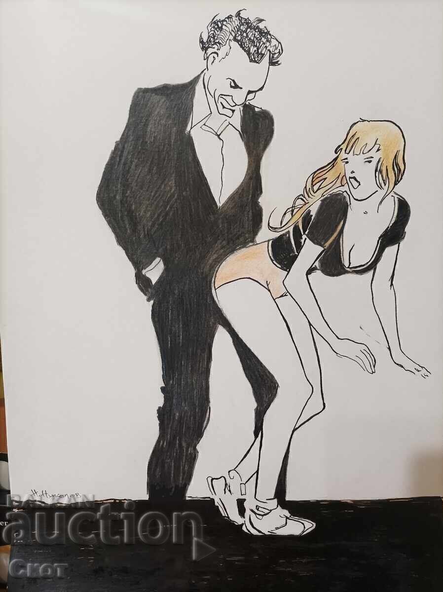 Σχέδιο με μελάνι και χρωματιστά μολύβια Σχέδιο με μελάνι και χρωματιστά μολύβια