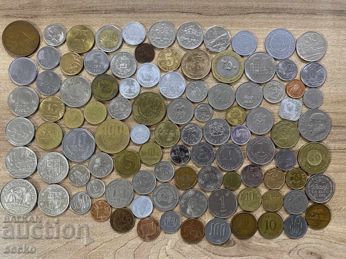 100 different coins - lot 20 (EXCLUDING Europe, USA, Canada)