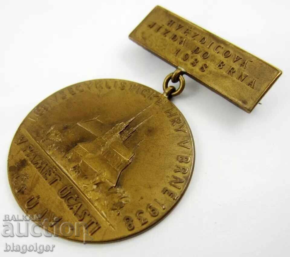 Auction First Cycling Games 1938-Czechoslovakia-Brno-Medal-Banque Auction First Cycling Games 1938-Czechoslovakia-Brno-Medal-Banque