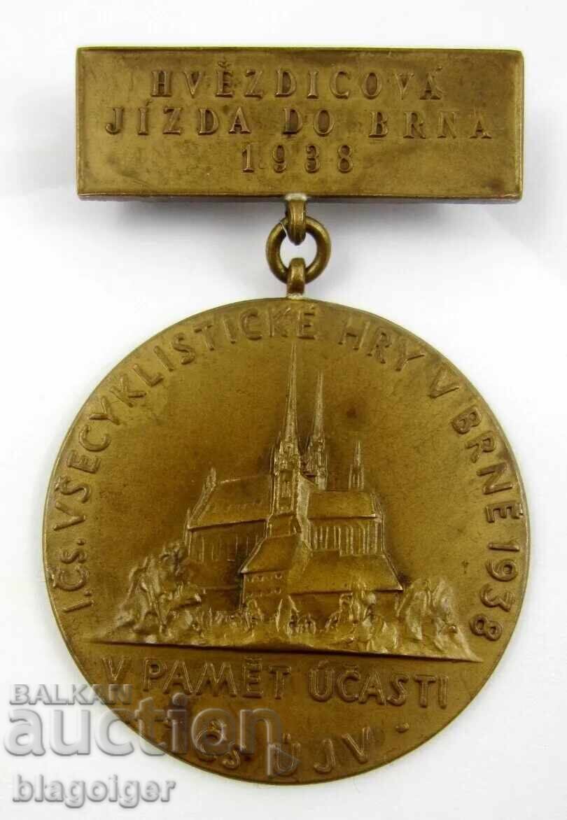 First Cycling Games 1938-Czechoslovakia-Brno-Medal-Banque First Cycling Games 1938-Czechoslovakia-Brno-Medal-Banque