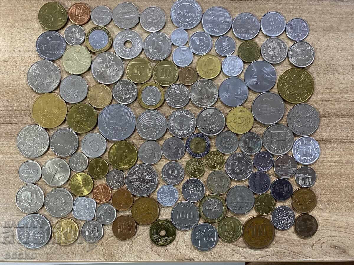 100 different coins - lot 23 (EXCLUDING Europe, USA, Canada)