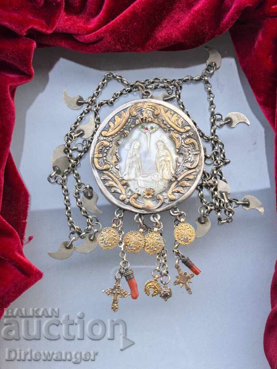 Silver Renaissance jewelry. Panagia. Kuna. Mother of Pearl. Religion - 5 Silver Renaissance jewelry. Panagia. Kuna. Mother of Pearl. Religion - 5