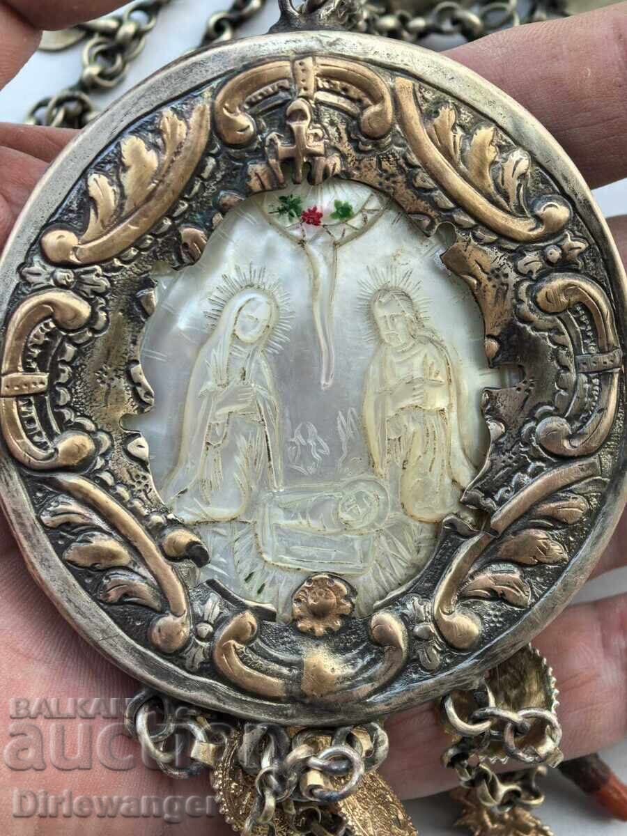 Silver Renaissance jewelry. Panagia. Kuna. Mother of Pearl. Religion - 6 Silver Renaissance jewelry. Panagia. Kuna. Mother of Pearl. Religion - 6