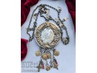 Silver Renaissance jewelry. Panagia. Kuna. Mother of Pearl. Religion