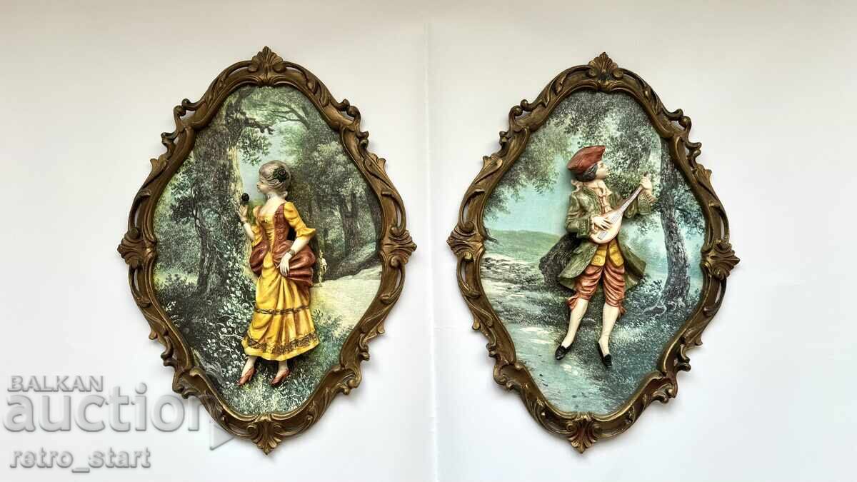 Two romantic Italian vintage wall panels with price 120.00 BGN | € 61.36 Two romantic Italian vintage wall panels with price 120.00 BGN | € 61.36