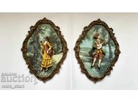 Two romantic Italian vintage wall panels