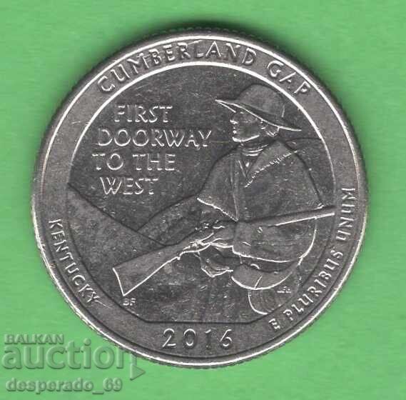 (¯`'•.¸ 25 cents 2016 D USA (Cumberland gap) aUNC¸.•'´¯)