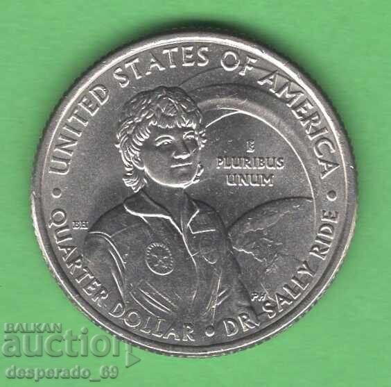 (¯`'•.¸ 25 cents 2022 P USA (Dr. Sally Ride) UNC- ¸.•'´¯)