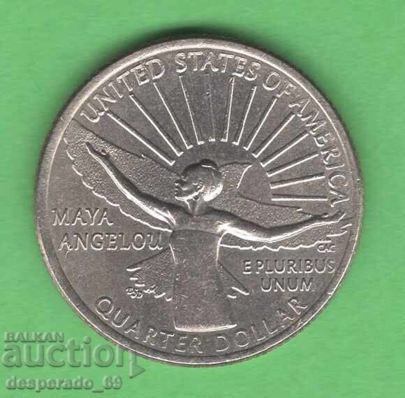 (¯`'•.¸ 25 cents 2022 P USA (Maya Angelou) ¸.•'´¯)