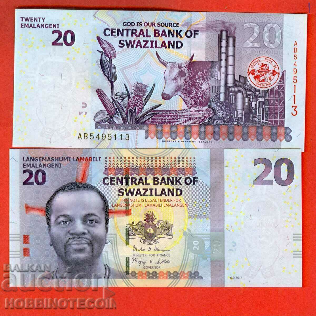 SWAZILAND SWAZILAND 20 număr - numărul 2017 NOU UNC