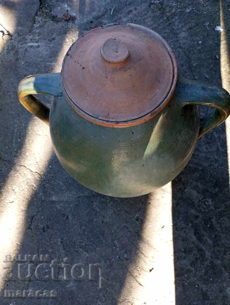 Old ceramic jar with lid Old ceramic jar with lid